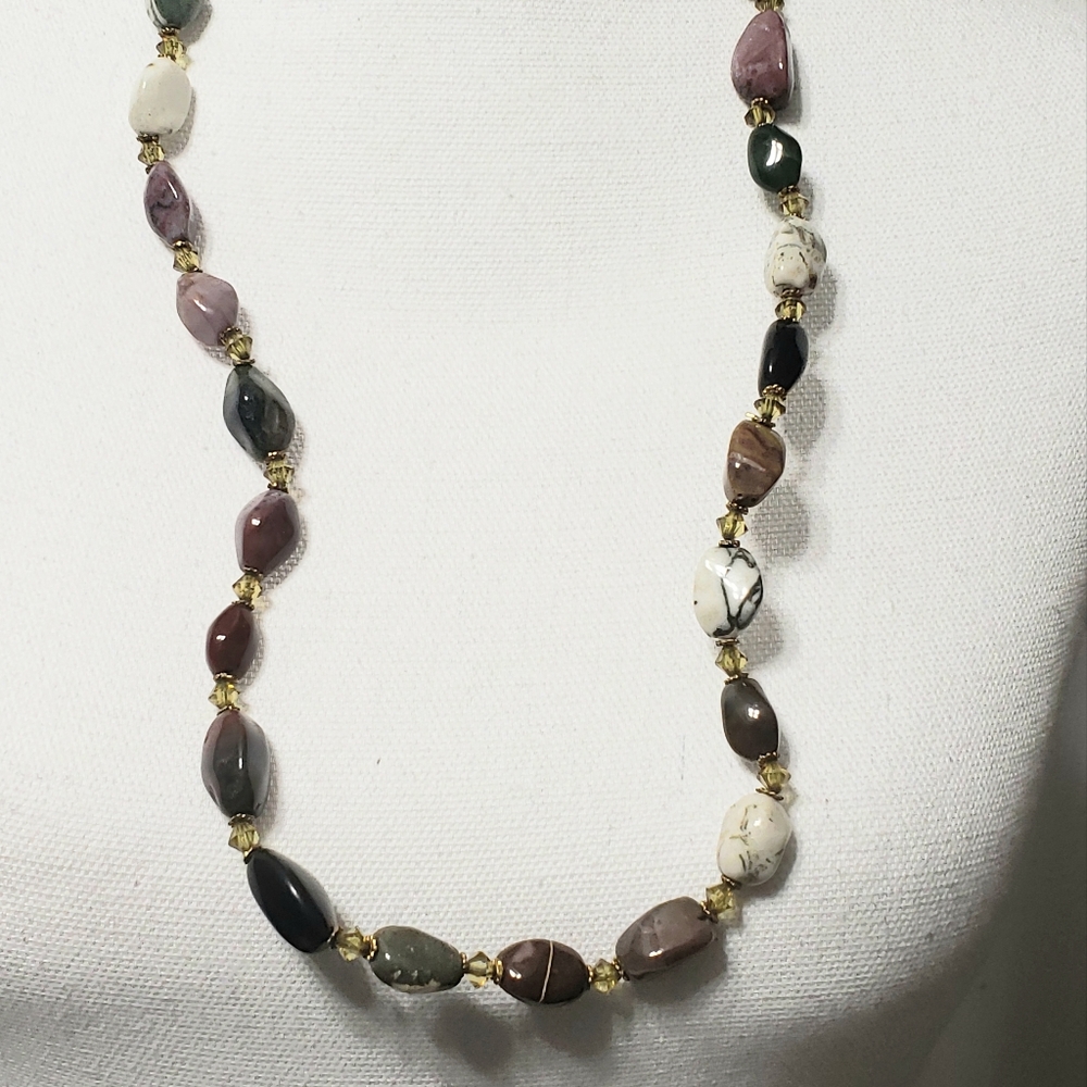 Natural Multi-Colored Stone Beaded Necklace - Picture 11 of 13